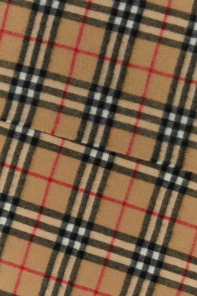 Burberry Checkered Cashmere Scarf With Fringed Edges In Brown