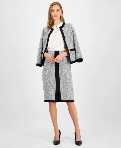 Kasper Women's Tweed Split-seam Skirt, Regular & Petite In Gray