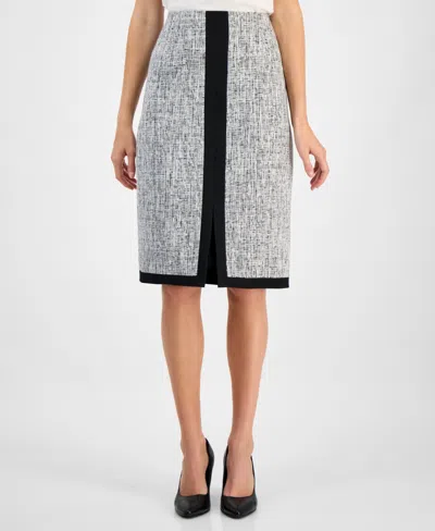 Kasper Women's Tweed Split-seam Skirt, Regular & Petite In Gray