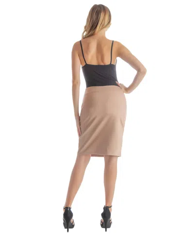24seven Comfort Apparel Petite Solid Color Elastic Waist Knee Length Pencil Skirt