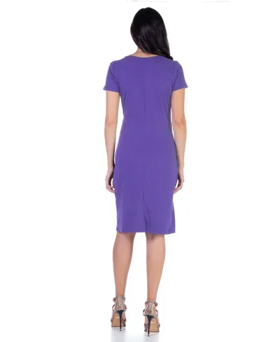 24seven Comfort Apparel Short Sleeve Knee Length Faux Wrap Dress