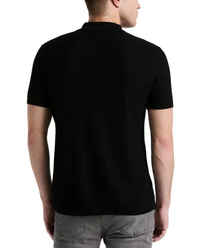 Perry Ellis Men's Mesh Button Front Polo Sweater In Black