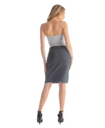 24seven Comfort Apparel Petite Solid Color Elastic Waist Knee Length Pencil Skirt