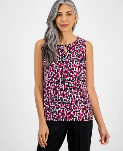 Kasper Pleat Neck Sleeveless Top