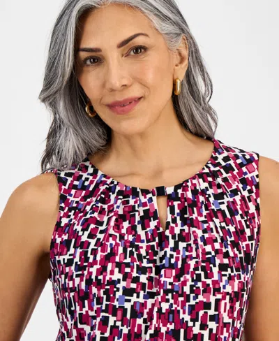 Kasper Pleat Neck Sleeveless Top