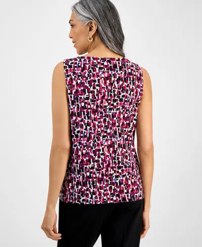 Kasper Pleat Neck Sleeveless Top