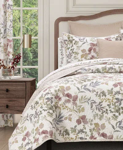 Royal Court Rosewood Botanical Leaf 3-pc. Quilt Set, Twin/twin Xl In Neutral