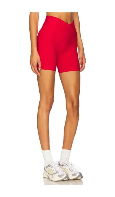 Year Of Ours Ribbed V Waist Biker Short In Red