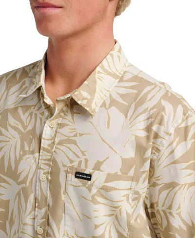 Quiksilver Palm Trip Classic Leaf Print Short Sleeve Cotton Button-up Shirt