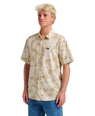 Quiksilver Palm Trip Classic Leaf Print Short Sleeve Cotton Button-up Shirt