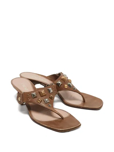 Pre-owned Prada Studded Leather Sandals