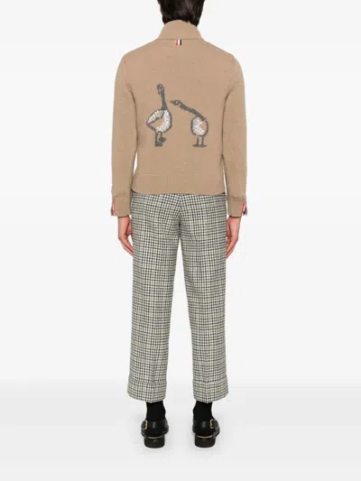 Thom Browne Intarsia Half-zip Sweater In Blue