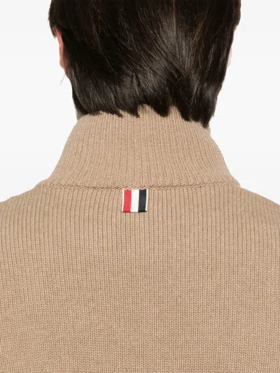 Thom Browne Intarsia Half-zip Sweater In Blue