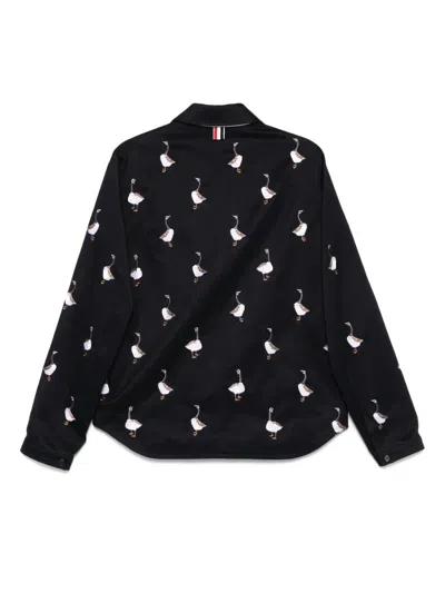 Thom Browne Embroidered-motif Jacket In Black
