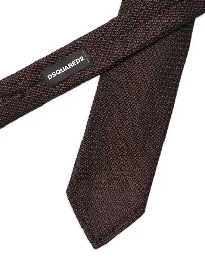 Dsquared2 Textured-jacquard Tie In Brown