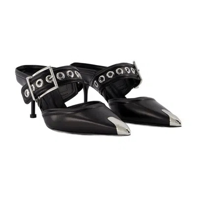 Alexander Mcqueen 115 Toe Cap Punk Leather Mules