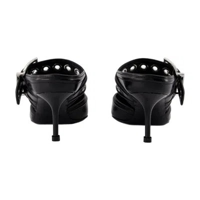 Alexander Mcqueen 115 Toe Cap Punk Leather Mules In Black