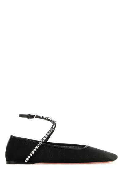 Amina Muaddi Ane Crystal-embellished Mesh Ballerina Shoes In Black