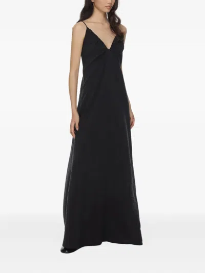 Rohe Gathered Open-back Silk-blend Crepe Maxi Dress In Black