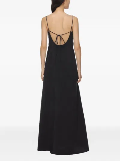 Rohe Gathered Open-back Silk-blend Crepe Maxi Dress In Black