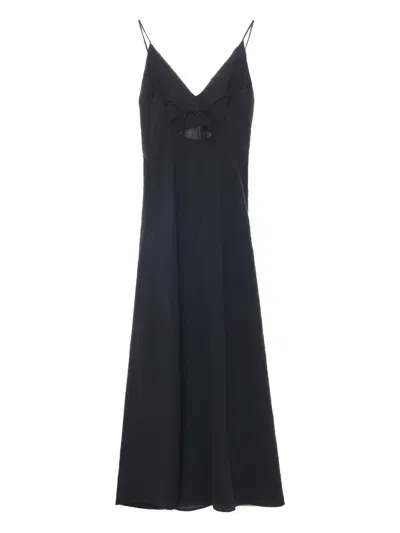 Rohe Gathered Open-back Silk-blend Crepe Maxi Dress In Black