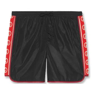 Gucci Retro Double G Webbing Shorts Unisex Black In Black