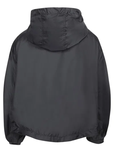 Moncler Polyester Windbreaker Fegeo With Hood And Elasticated Cuffs In Black