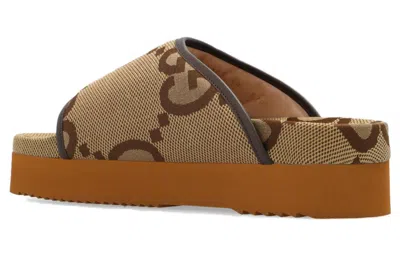 Gucci (wmns)  Jumbo Gg Platform Slide 'camel Ebony Monogram'