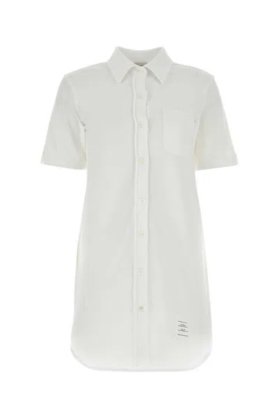 Thom Browne Sequin Embellished Mini Shirt Dress In White