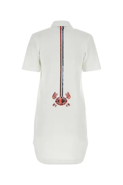 Thom Browne Sequin Embellished Mini Shirt Dress In White