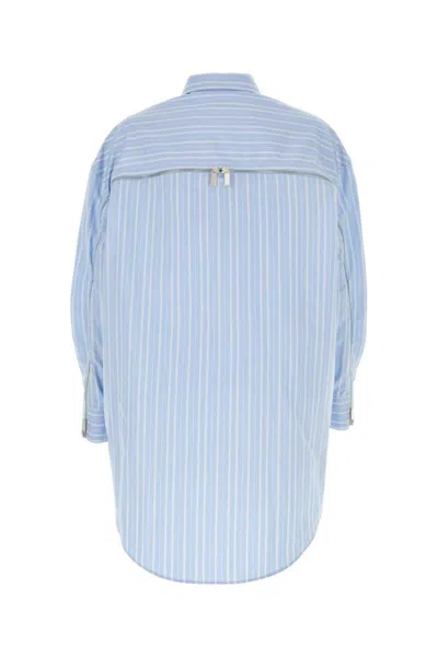 Off-white Embroidered Poplin Shirt Dress In Blue