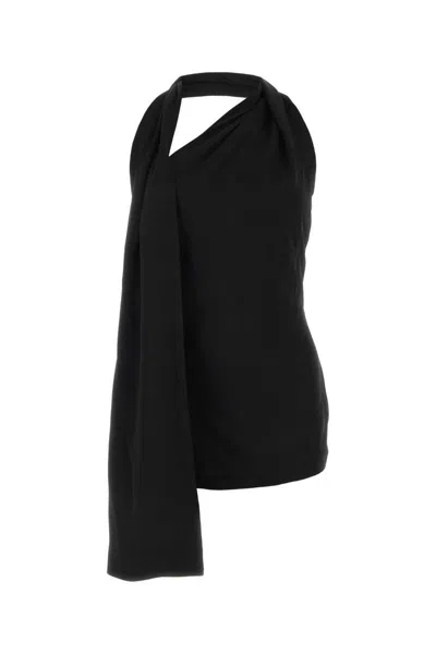 Loewe Black Satin Mini Dress In Black