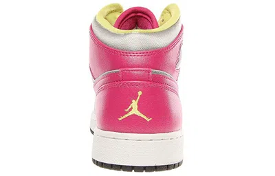Air Jordan (gs)  1 Mid 'metallic Silver Fusion Pink' In Gray