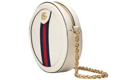 Gucci (wmns)  Ophidia Gold Logo Stripe Webbing Leather Chain Shoulder Messenger Bag Mini White In White