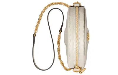 Gucci (wmns)  Ophidia Gold Logo Stripe Webbing Leather Chain Shoulder Messenger Bag Mini White In White