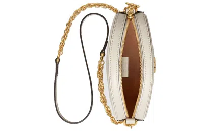 Gucci (wmns)  Ophidia Gold Logo Stripe Webbing Leather Chain Shoulder Messenger Bag Mini White In White