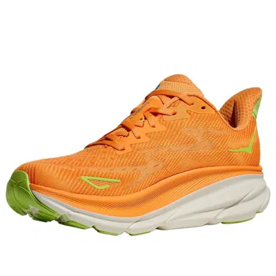 Hoka Men's Clifton 9 Shoes In Solar Flare/lettuce In Orange