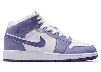 Pre-owned Jordan 1 Mid Sneakers In Dusty Amethyst/white/court Purple