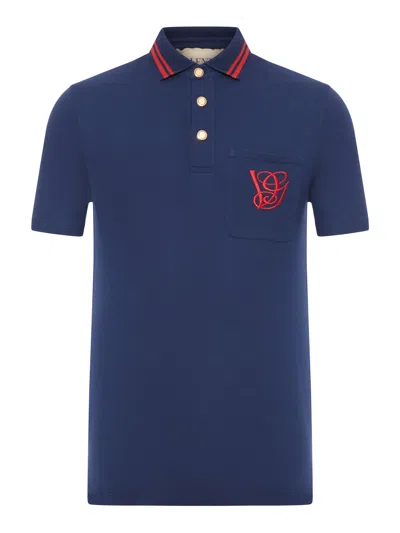 Valentino Garavani Polo Shirt With Vg Embroidery In Blue