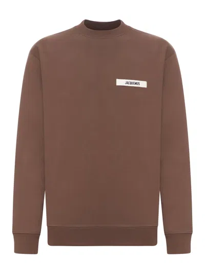 Jacquemus Basic Crew Neck T-shirt With Long Sleeves In Brown