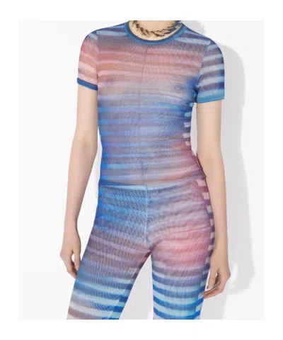 Jean Paul Gaultier Striped Slim Fit Round Neck Top In Blue