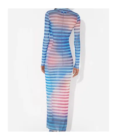 Jean Paul Gaultier Long Dress Stripe Air In Blue