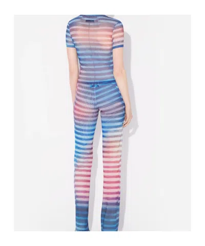 Jean Paul Gaultier Striped Slim Fit Round Neck Top In Blue