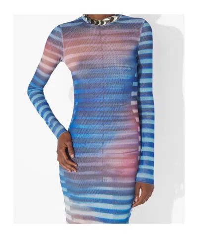 Jean Paul Gaultier Long Dress Stripe Air In Blue