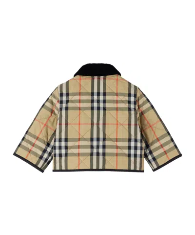 Burberry Baby Beige Quilted Jacket In Brown