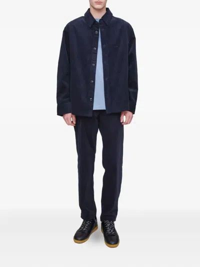 Apc A.p.c. Bobby Corduroy Shirt Jacket With Classic Button Closure In Blue