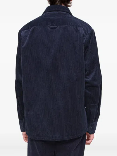 Apc A.p.c. Bobby Corduroy Shirt Jacket With Classic Button Closure In Blue