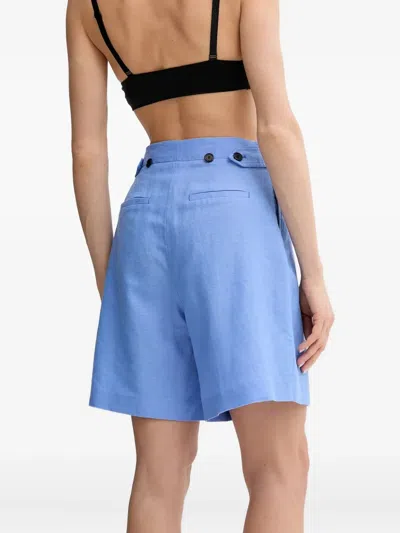 Karl Lagerfeld Short Celeste Lino Botones Negros In Blue