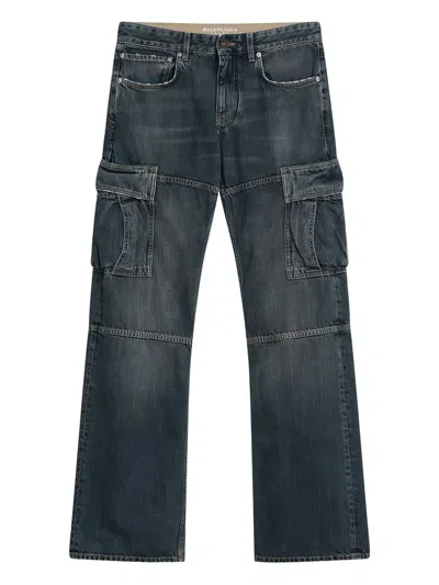 Balenciaga Blue Cargo Regular Jeans With A Faded Effect In Blue