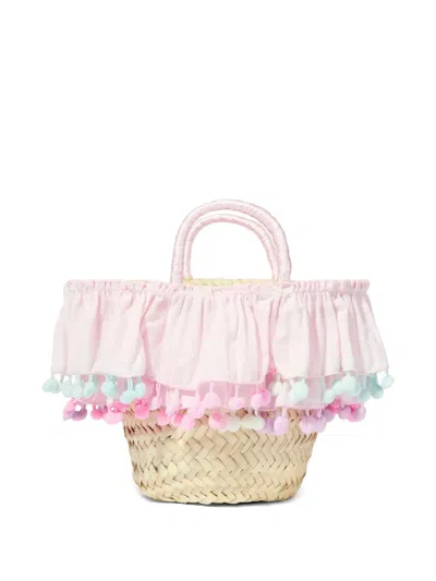 Seliniaction Ruffled Pompom Straw Bag